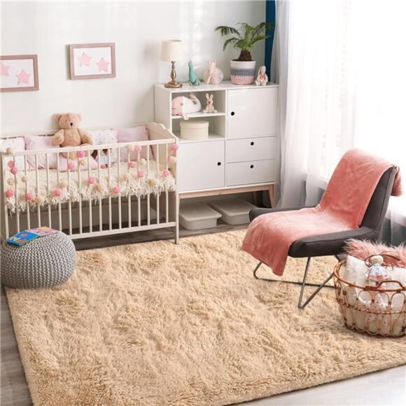 Super Soft ShaggyRug for Bedroom,4x5.9 FluffyCarpet for Living Room,Fuzzy Indoor - Picture 4 of 7